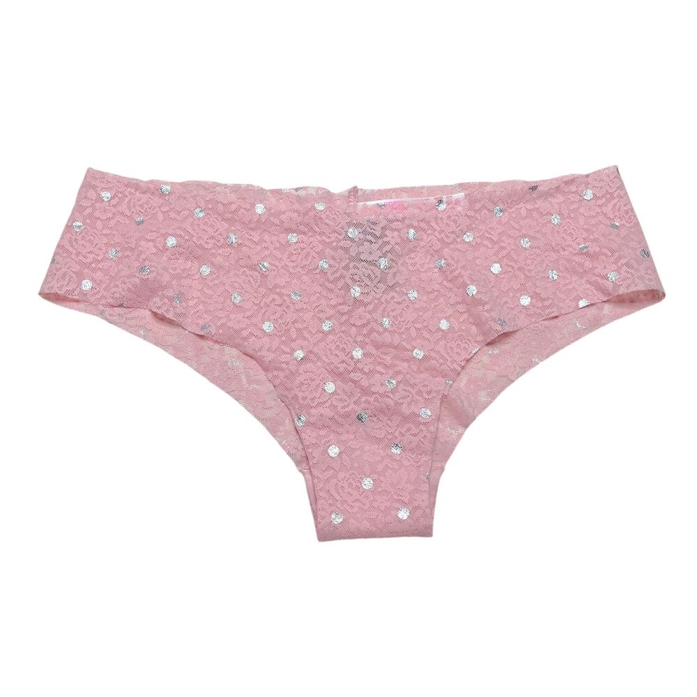 Victoria's Secret PINK Lace Jacquard Floral Cheekster Panty Pink Metallic Large